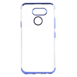 LG K40S Case Zore Dört Köşeli Lazer Silicon Cover Blue