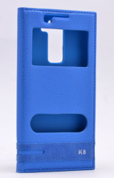 LG K8 Kılıf Zore Elite Kapaklı Kılıf Mavi