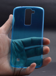 LG K8 Kılıf Zore Ultra İnce Silikon Kapak 0.2 mm Mavi