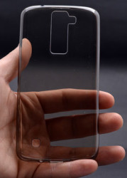 LG K8 Kılıf Zore Ultra İnce Silikon Kapak 0.2 mm Füme
