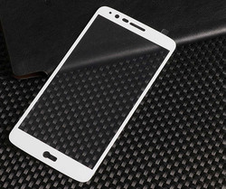 LG Stylus 3 Zore Ekranı Tam Kaplayan Düz Cam Koruyucu Beyaz