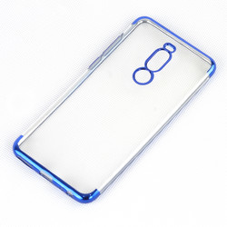 Meizu Note 8 Kılıf Zore Dört Köşeli Lazer Silikon Kapak Mavi