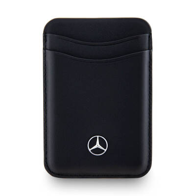 Mercedes Benz Original Licensed 2 Chamber Leather Magnetic Card Holder with Metal Logo Black