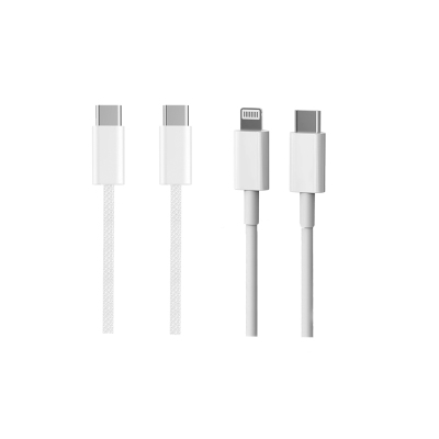 Micflip A01 Dual Type-C to Type-C PD & Type-C to Lightning MFI Certified Data and Charging Cable 1.2M White