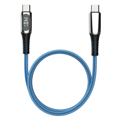 Micflip A08 Digital LED Display Type-C to Type-C PD Data and Charging Cable 140W 1M Blue