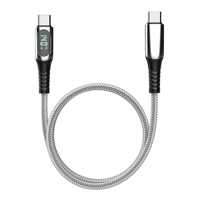 Micflip A08 Type-C to Type-C Data and Charging Cable with Digital LED Display, 140W, 1M Grey