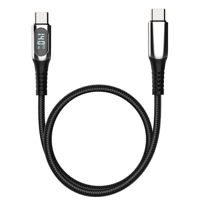 Micflip A08 Type-C to Type-C Data and Charging Cable with Digital LED Display, 140W, 1M Black