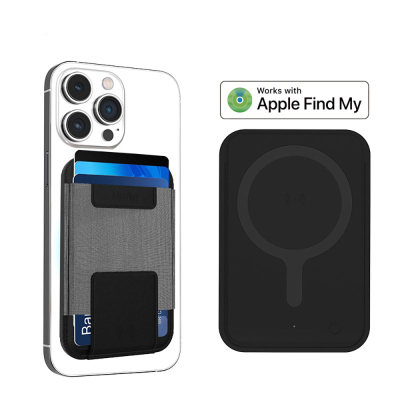 Micflip P065 Ultra Slim Design Card Holder Wireless and PIN Charging for iOS Devices FindMy Support and Magnetic Stand Black