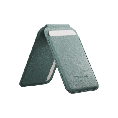 Native Union Active Series M-Safe Compatible Standed Leather-Look 4-Slot Card Holder Green