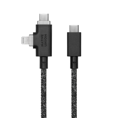 Native Union Belt Series Duo Pro Type-C to Type-C - Lightning Charging Cable 240W 2.4M Black
