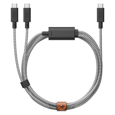 Native Union Belt Series PD 2-in-1 Type-C to Type-C Fast Charging and Data Cable 140W 2M Siyah-Beyaz