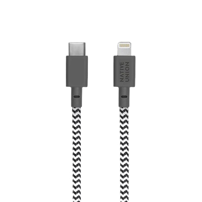 Native Union Belt Series Type-C to Lightning Charging Cable 1.2M Siyah-Beyaz