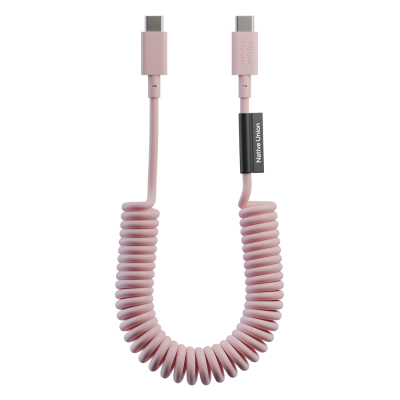 Native Union POP Serisi Type-C to Type-C Spiralli Şarj Kablosu 60W 1.2M Pembe