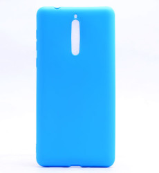 Nokia 8 Kılıf Zore Premier Silikon Kapak Mavi