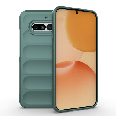 Nothing Phone 4A Case Flexible TPU Hollow Back Design Zore Ethnic Silicone Cover Dark Green