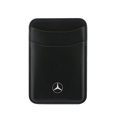 Officially Licensed Mercedes-Benz New Generation Leather Magnetic Card Holder with Metal Logo and 2 Slots Black