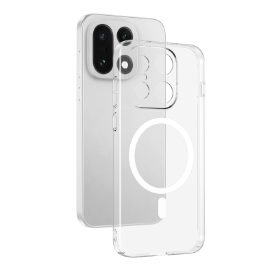 One Plus 15 5G Kamera Korumalı M-Safe Şarj Özellikli Şeffaf Zore London Sert PC Kapak Şeffaf