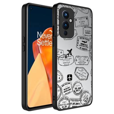 One Plus 9 Case Mirror Patterned Camera Protected Glossy Zore Mirror Cover Seyahat