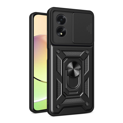 Oppo A38 Case with Magnetic Stand Camera Protection Zore Sliding Vega Cover Black