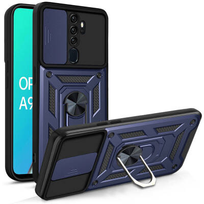 Oppo A5 2020 Case Magnetic Stand Camera Protector Zore Sliding Vega Cover Blue