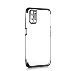 Oppo A52 Case Zore Dört Köşeli Lazer Silicon Cover Black