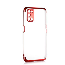 Oppo A52 Case Zore Dört Köşeli Lazer Silicon Cover Red