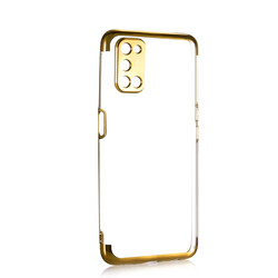 Oppo A52 Case Zore Dört Köşeli Lazer Silicon Cover Gold