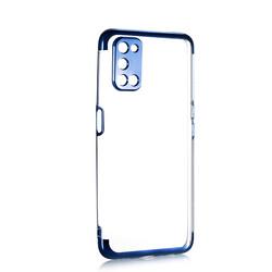 Oppo A52 Case Zore Dört Köşeli Lazer Silicon Cover Blue