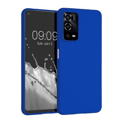 Oppo A55 4G Case Zore Premier Silicone Cover Saks Blue