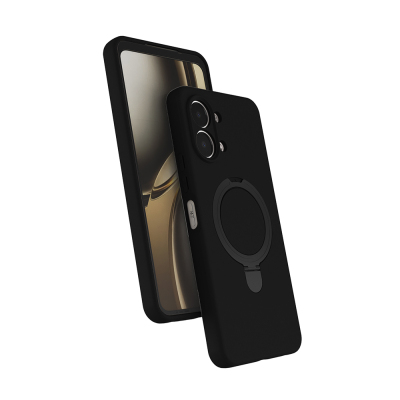 Oppo A6 Pro Kılıf M-safe Şarj Özellikli Standlı Zore Samara Kapak Siyah