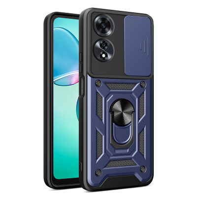 Oppo A60 Case with Magnetic Stand Camera Protection Zore Sliding Vega Cover Blue