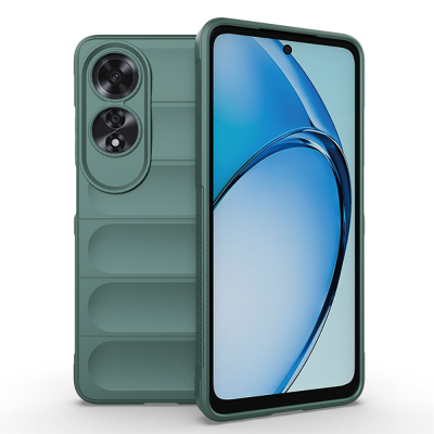 Oppo A60 Kılıf Esnek TPU Oyuklu Arka Yüzey Tasarımlı Zore Etnik Silikon Kapak Koyu Yeşil