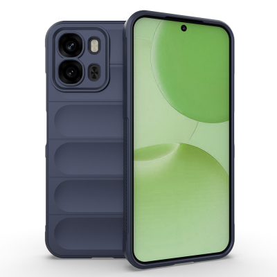 Oppo A6X Kılıf Esnek TPU Oyuklu Arka Yüzey Tasarımlı Zore Etnik Silikon Kapak Lacivert