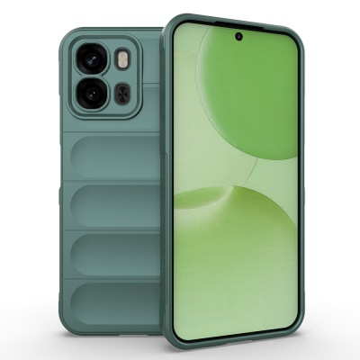 Oppo A6X Kılıf Esnek TPU Oyuklu Arka Yüzey Tasarımlı Zore Etnik Silikon Kapak Koyu Yeşil