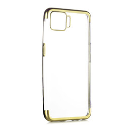 Oppo A73 Case Zore Dört Köşeli Lazer Silicon Cover Gold