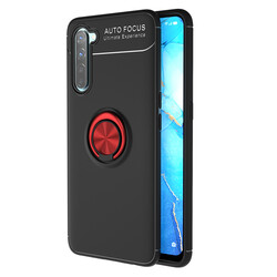Oppo A91 Case Zore Ravel Silicon Cover Black-Red