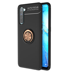 Oppo A91 Case Zore Ravel Silicon Cover Black-Rose Gold