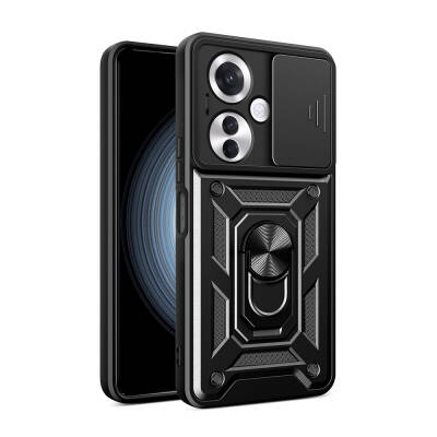 Oppo Reno 11F 5G Case Magnetic Stand Camera Protection Zore Sliding Vega Cover Black