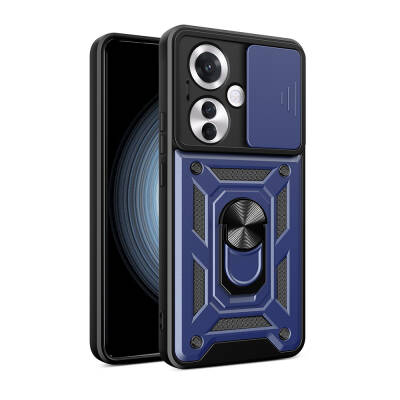 Oppo Reno 11F 5G Case Magnetic Stand Camera Protection Zore Sliding Vega Cover Blue