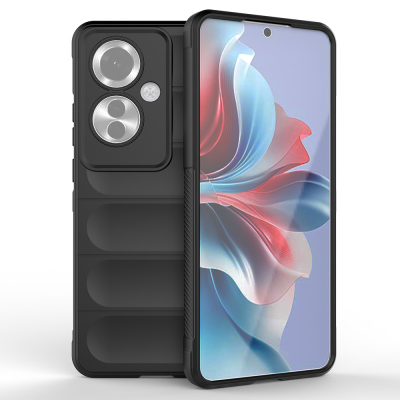 Oppo Reno 11F 5G Kılıf Esnek TPU Oyuklu Arka Yüzey Tasarımlı Zore Etnik Silikon Kapak Siyah