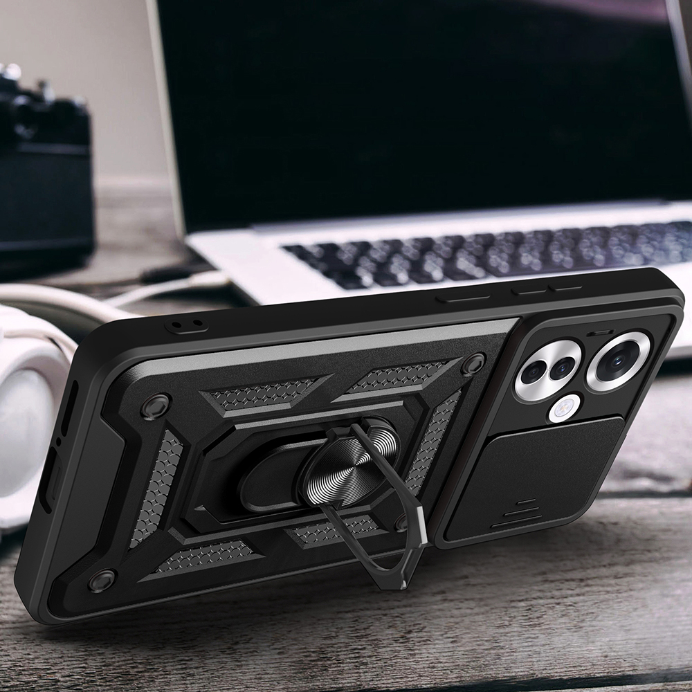 Oppo Reno 11FS Kılıf Magnetik Standlı Kamera Korumalı Zore Sürgülü Vega Kapak - 6