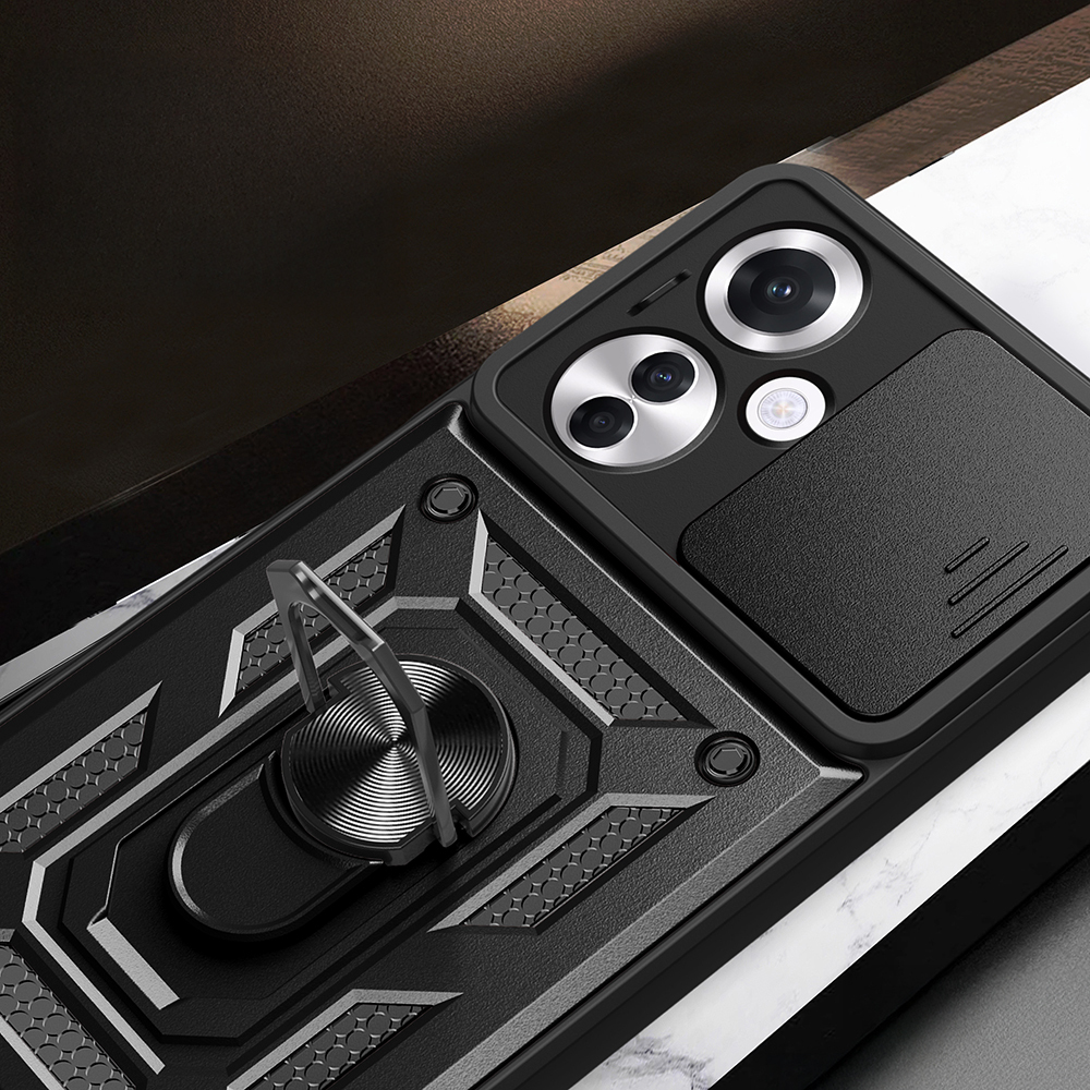 Oppo Reno 11FS Kılıf Magnetik Standlı Kamera Korumalı Zore Sürgülü Vega Kapak - 7