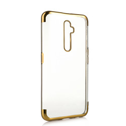 Oppo Reno 2Z Case Zore Dört Köşeli Lazer Silicon Cover Gold