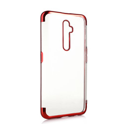 Oppo Reno 2Z Case Zore Dört Köşeli Lazer Silicon Cover Red