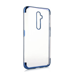 Oppo Reno 2Z Case Zore Dört Köşeli Lazer Silicon Cover Blue