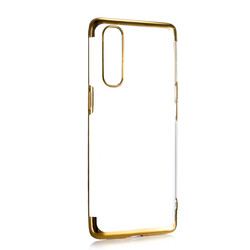 Oppo Reno 3 Pro Case Zore Dört Köşeli Lazer Silicon Cover Gold