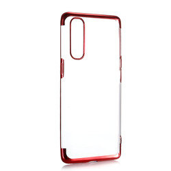Oppo Reno 3 Pro Case Zore Dört Köşeli Lazer Silicon Cover Red