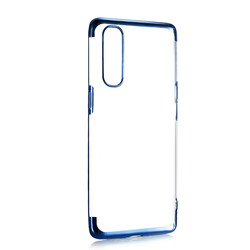 Oppo Reno 3 Pro Case Zore Dört Köşeli Lazer Silicon Cover Blue