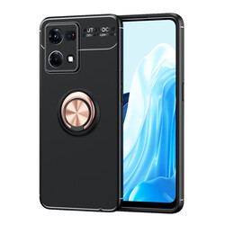 Oppo Reno 7 4G Case Zore Ravel Silicon Cover Black-Rose Gold