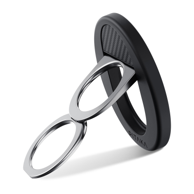 Pitaka 600D Aramid Fiber Classic Series Black-Grey Twill MagEZ Grip 3 Magnetic Ring Stand Phone Holder Black-Grey